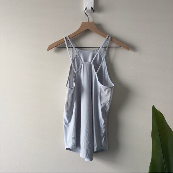 Lululemon Run Off-Route Tank top Fitted Sleeveless Blue sheer panel double strap - Picture 2 of 8
